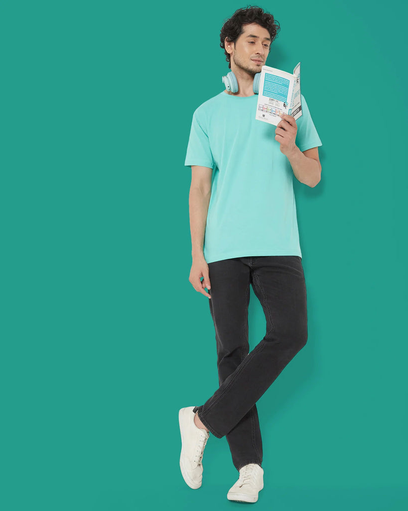 Melangebox Half Sleeves Crew Neck: Robin Egg Blue