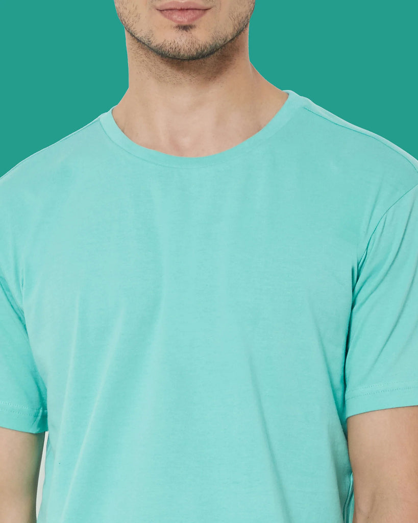 Melangebox Half Sleeves Crew Neck: Robin Egg Blue