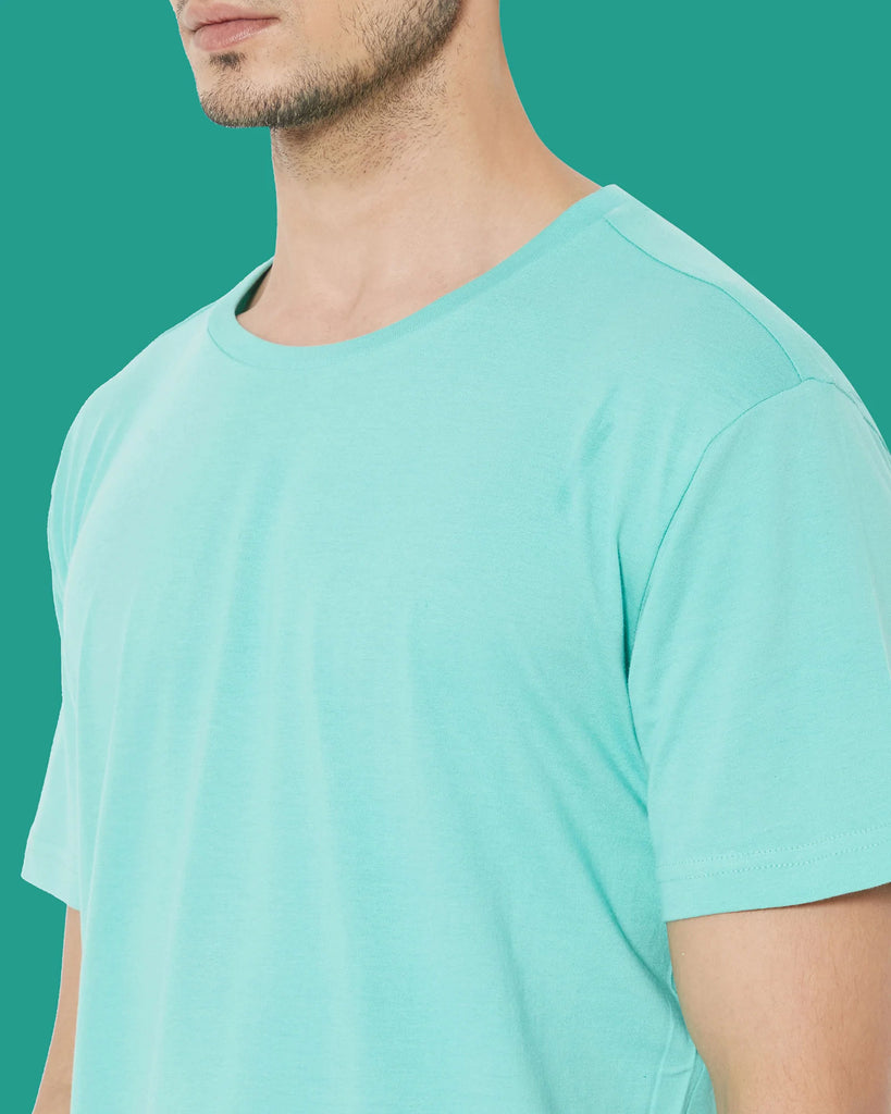 Melangebox Half Sleeves Crew Neck: Robin Egg Blue