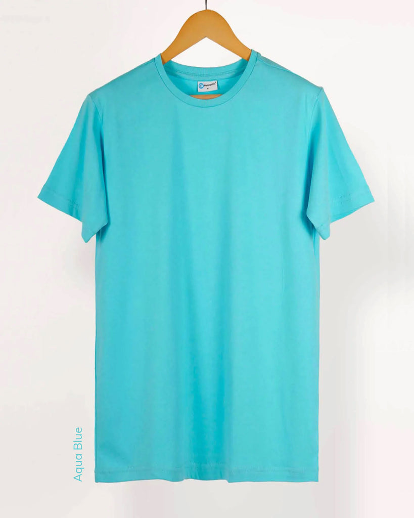 Melangebox Half Sleeves Crew Neck: Aqua Blue