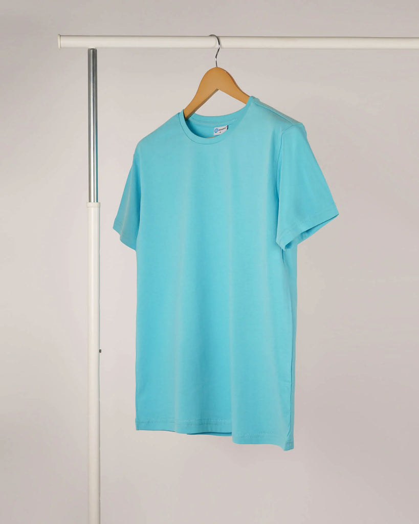 Melangebox Half Sleeves Crew Neck: Aqua Blue