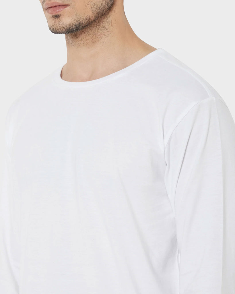 Melangebox Full Sleeves Crew Neck: White