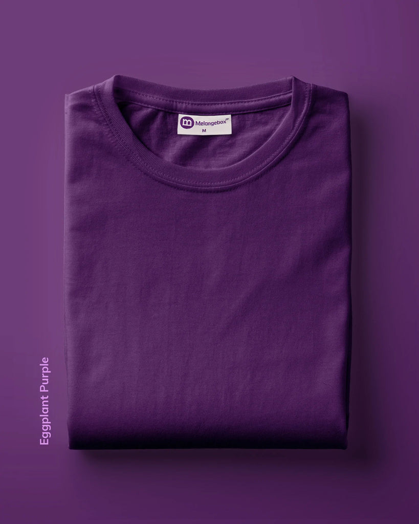 Melangebox Half Sleeves Crew Neck: Eggplant Purple