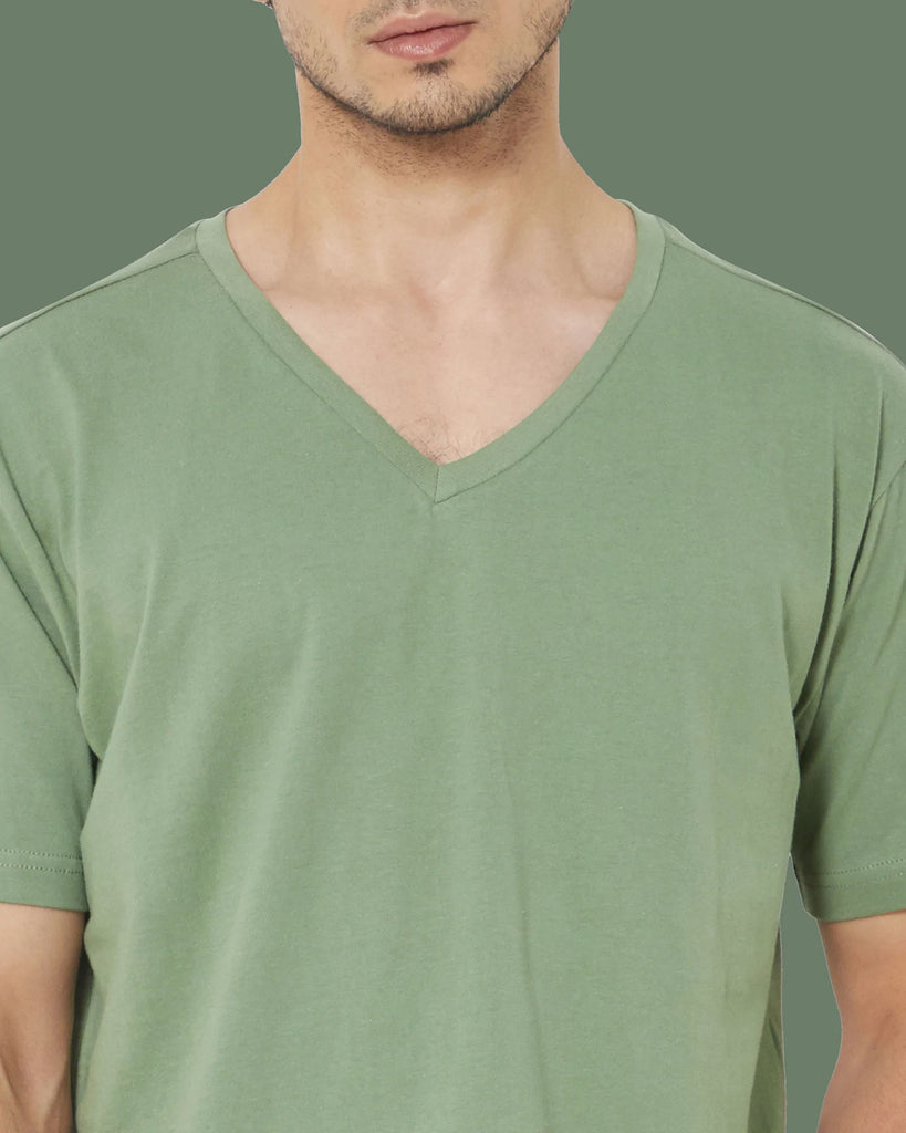 Melangebox V Neck Half Sleeves: Sage Green