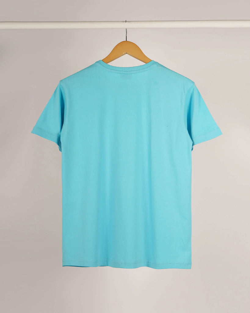 Melangebox Half Sleeves Crew Neck: Aqua Blue