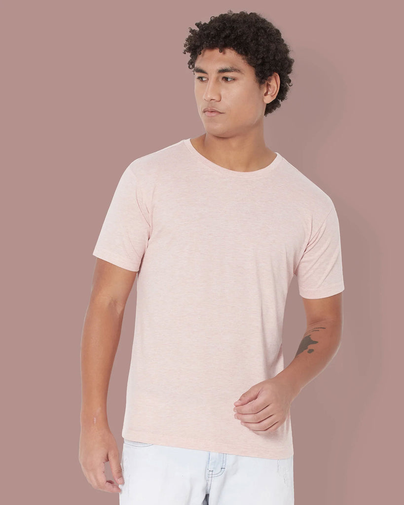 Melangebox Half Sleeves Crew Neck: Rose Melange