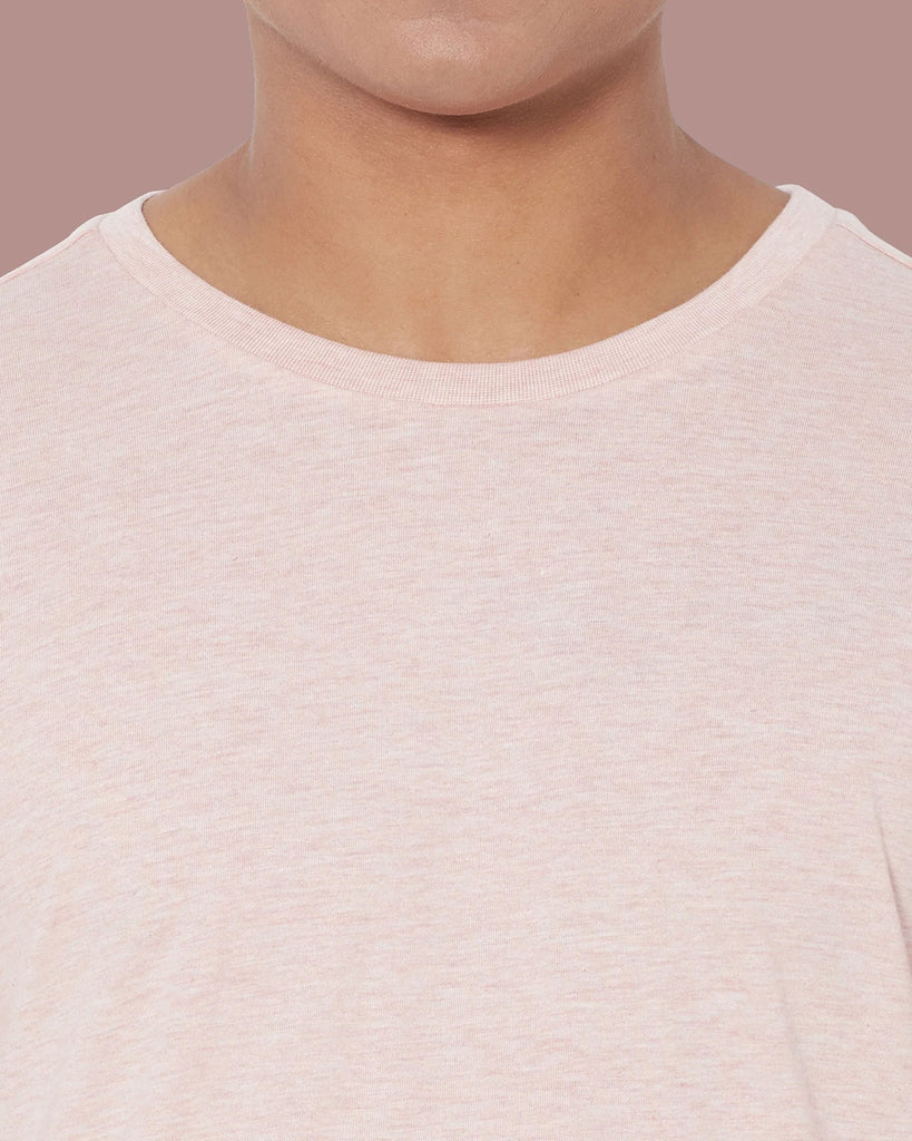 Melangebox Half Sleeves Crew Neck: Rose Melange