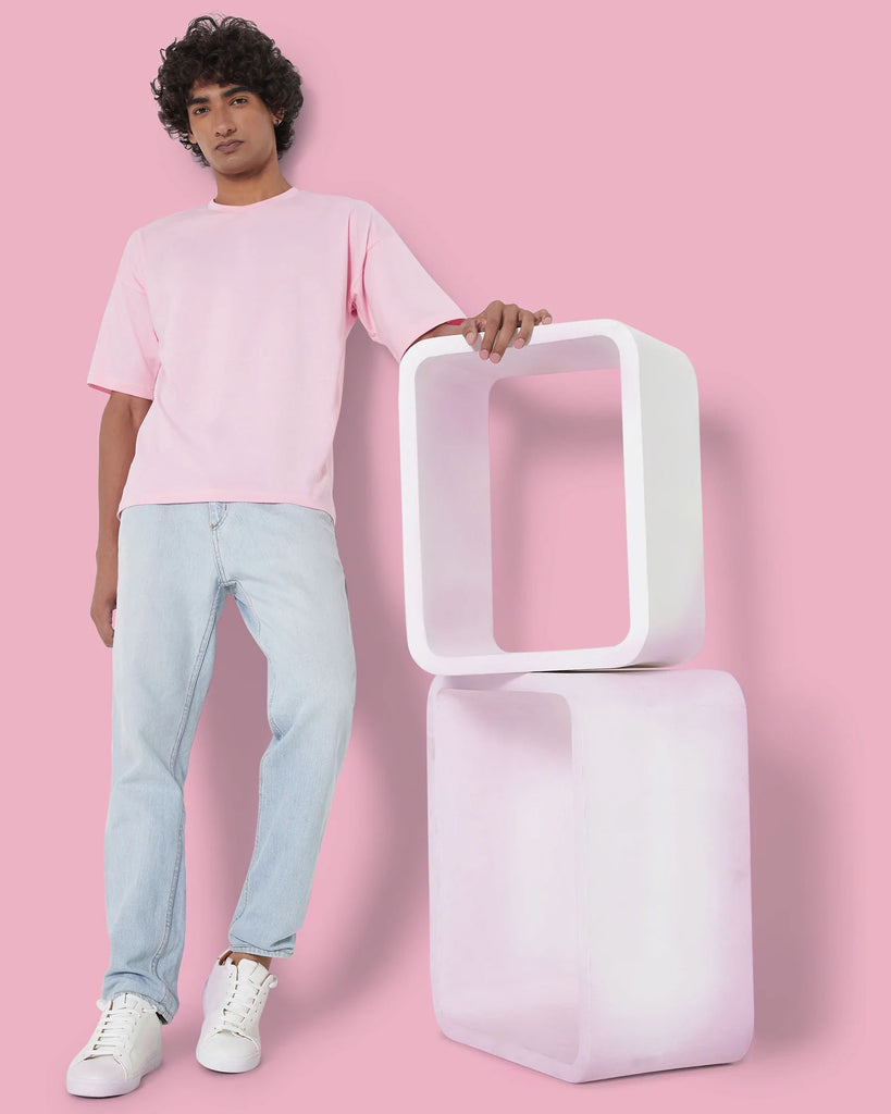 Melangebox Dropshoulder Crew Neck: Baby Pink