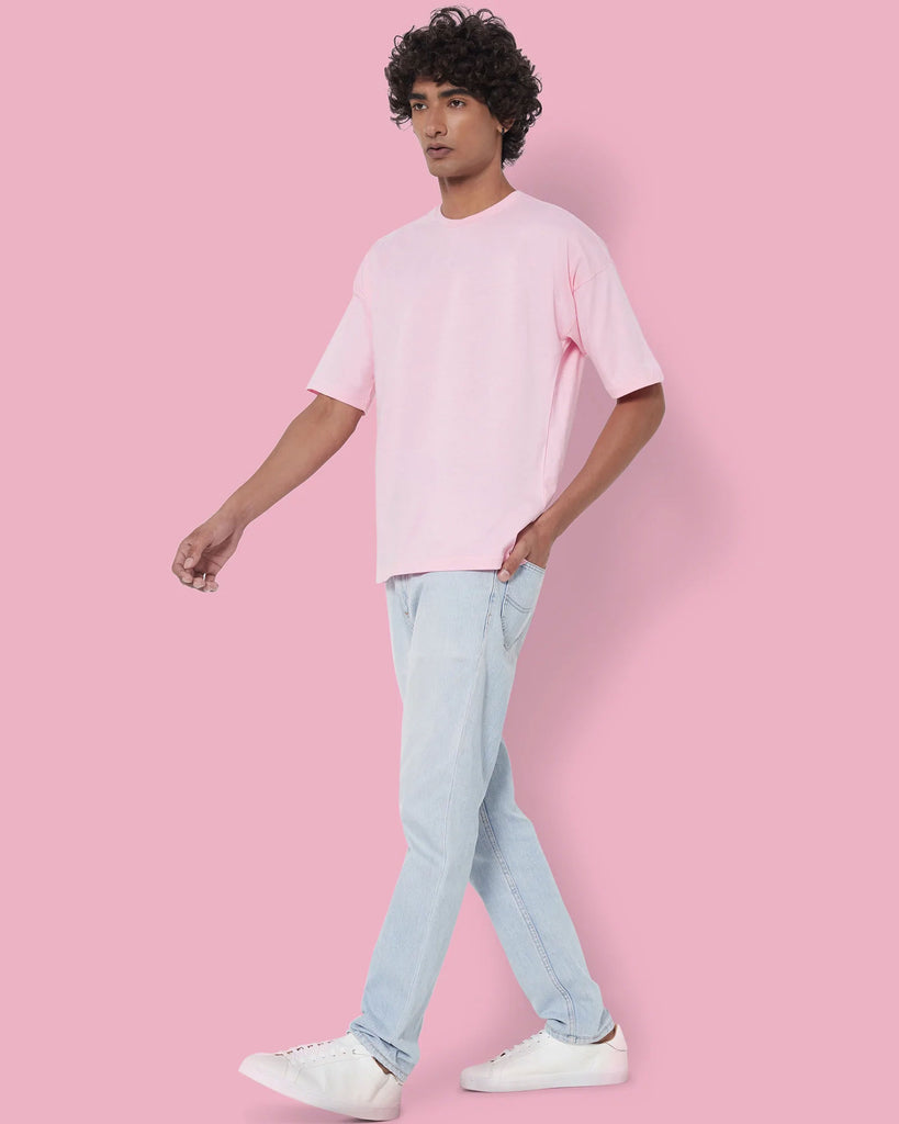 Melangebox Dropshoulder Crew Neck: Baby Pink