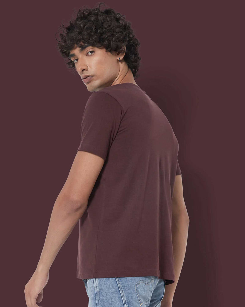 Melangebox Half Sleeves Henley: Chocolate