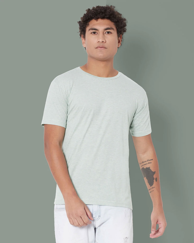 Melangebox Half Sleeves Crew Neck: Celadon Melange