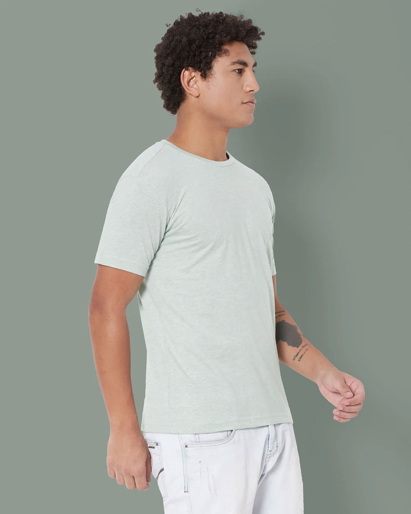 Melangebox Half Sleeves Crew Neck: Celadon Melange