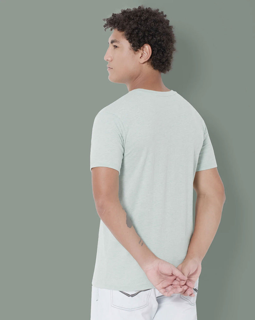 Melangebox Half Sleeves Crew Neck: Celadon Melange