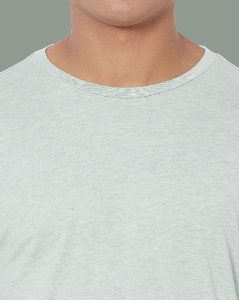 Melangebox Half Sleeves Crew Neck: Celadon Melange