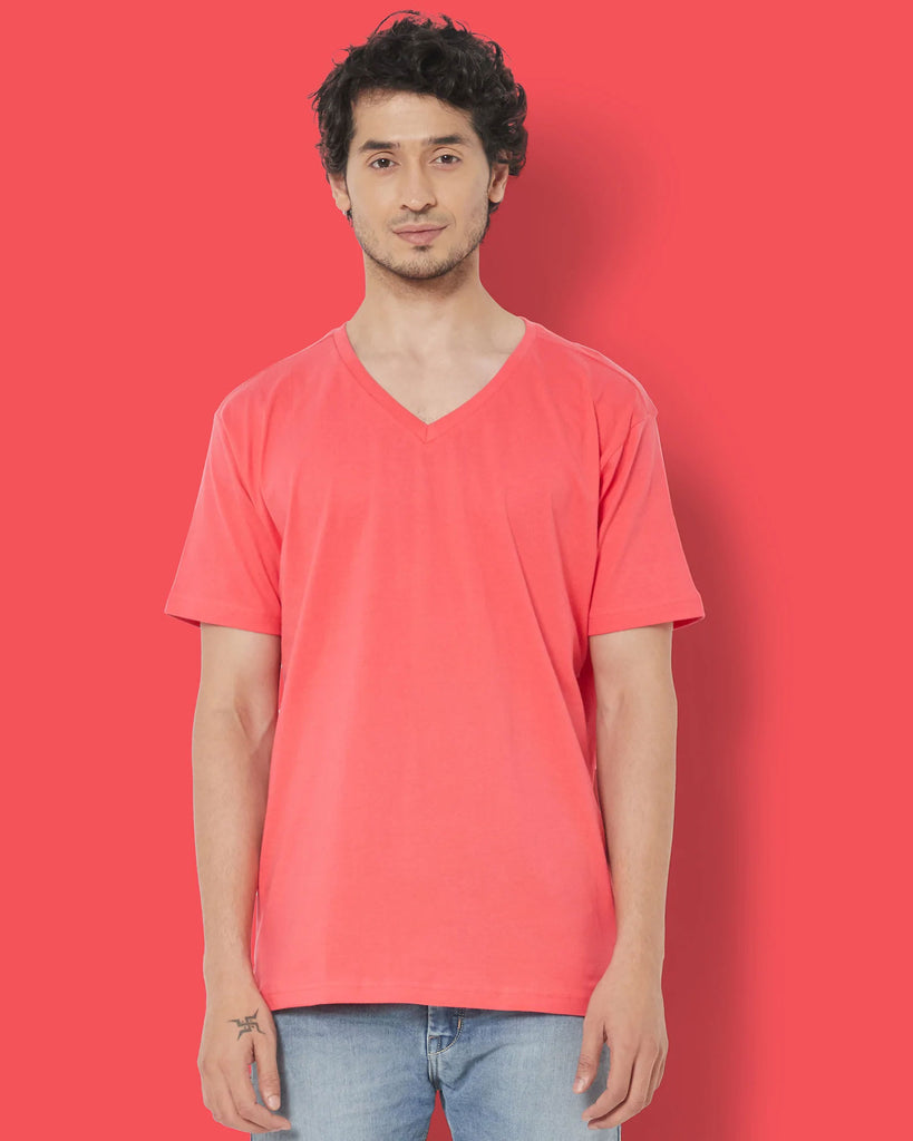 Melangebox V Neck Half Sleeves: Vermillion