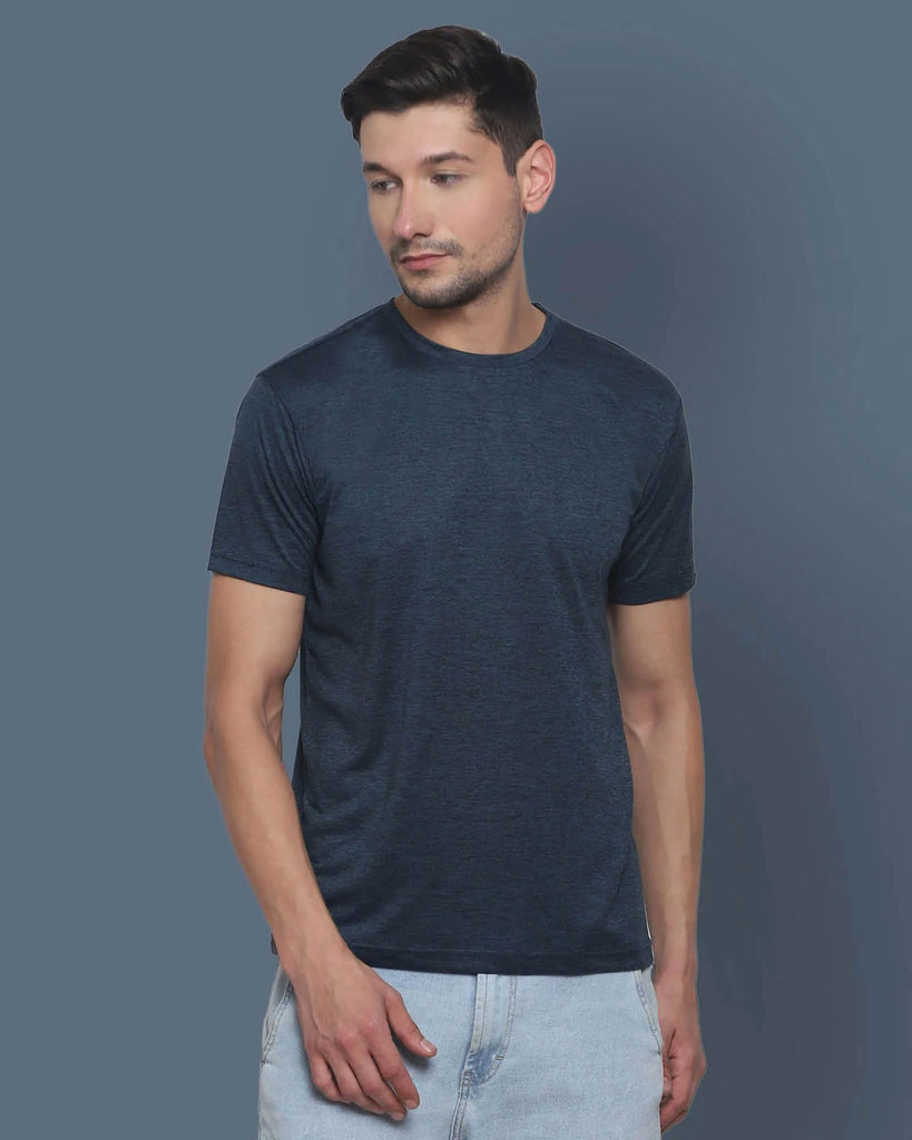 Melangebox Half Sleeves Crew Neck: Granite Melange