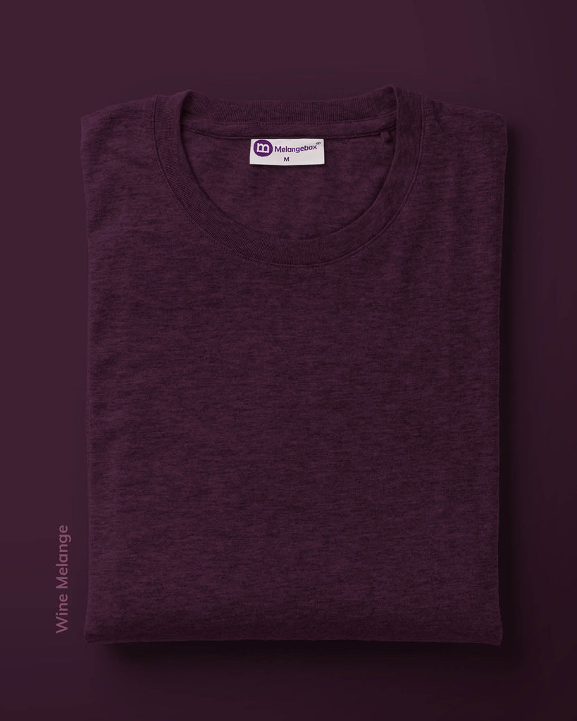 Melangebox Half Sleeves Crew Neck: Wine Melange