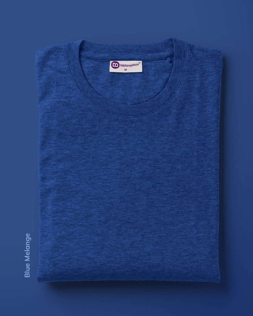 Melangebox Half Sleeves Crew Neck: Blue Melange