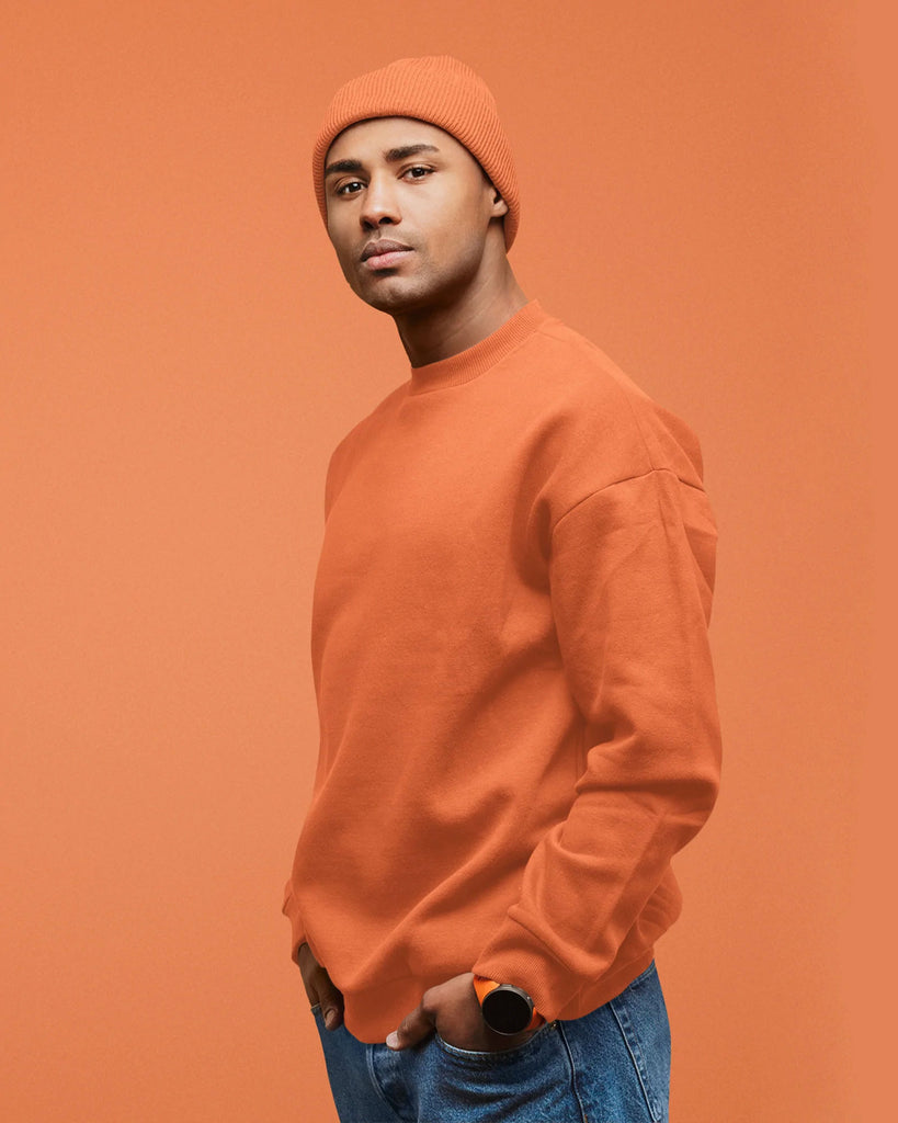 Melangebox Drop Shoulder Sweatshirt: Orange
