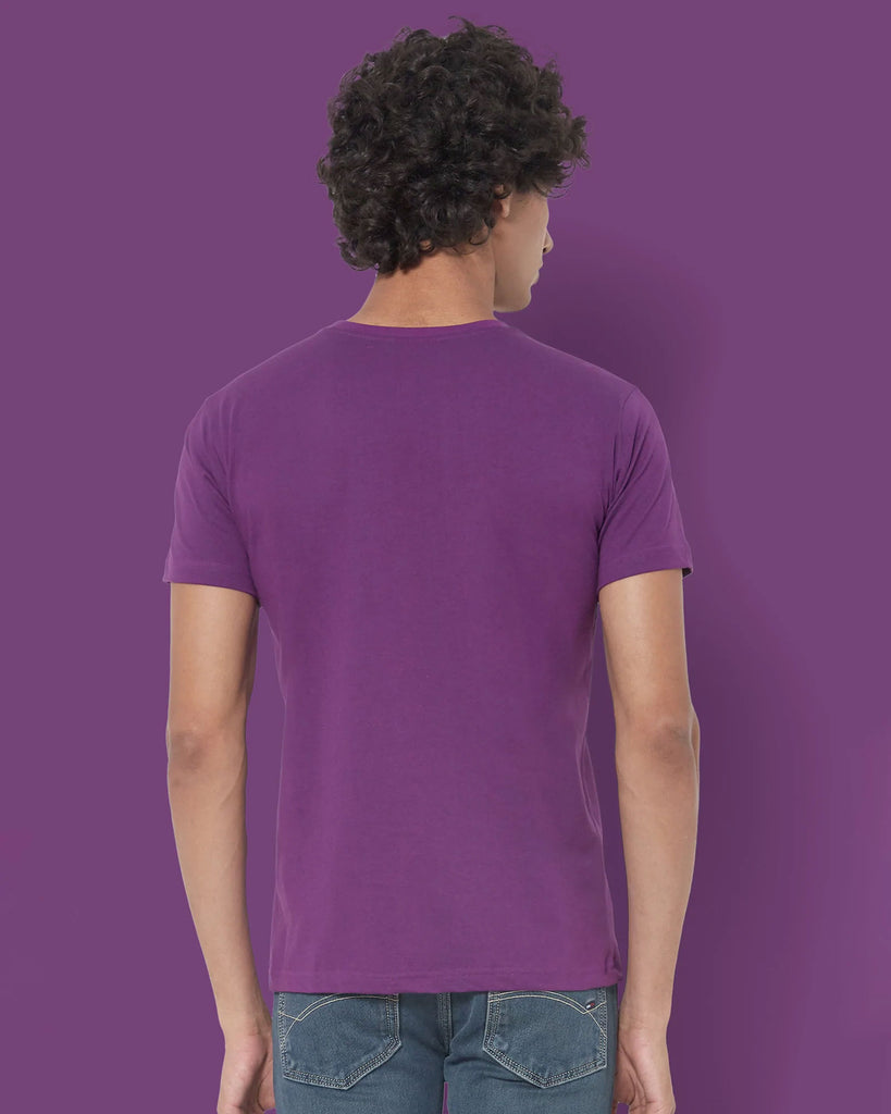 Melangebox Half Sleeves Crew Neck: Eggplant Purple