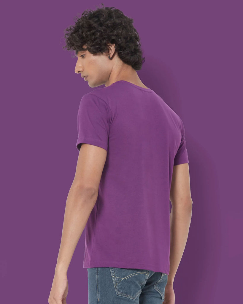 Melangebox Half Sleeves Crew Neck: Eggplant Purple