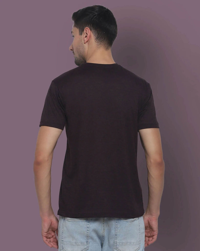 Melangebox Half Sleeves Crew Neck: Deep Wine Melange