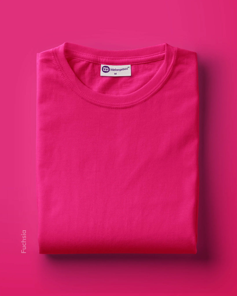 Melangebox Half Sleeves Crew Neck: Fuchsia