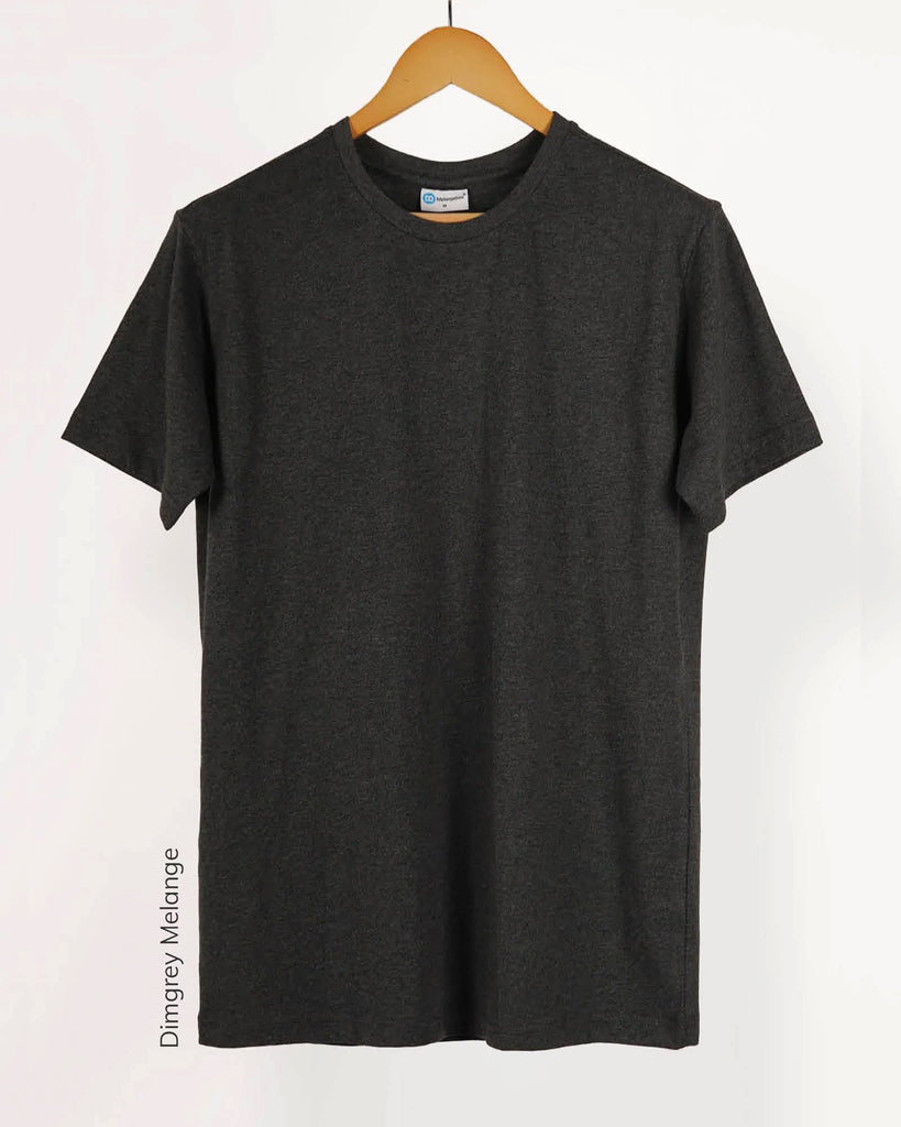 Melangebox Half Sleeves Crew Neck: DimGrey Melange