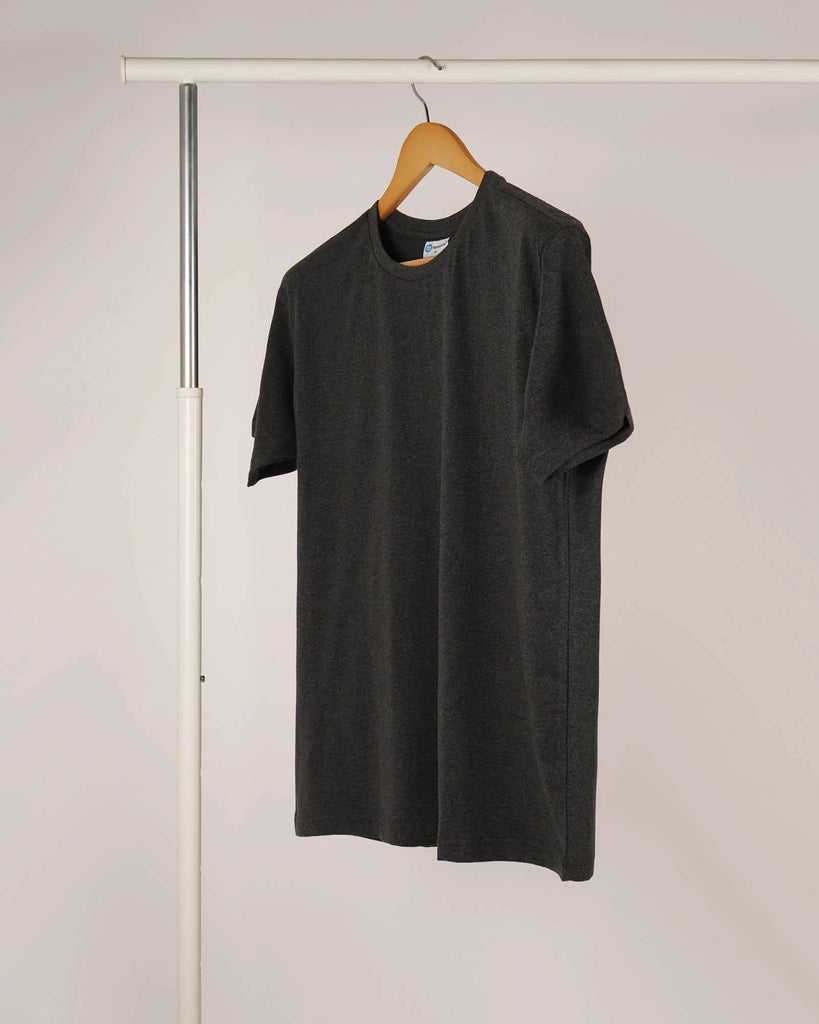 Melangebox Half Sleeves Crew Neck: DimGrey Melange