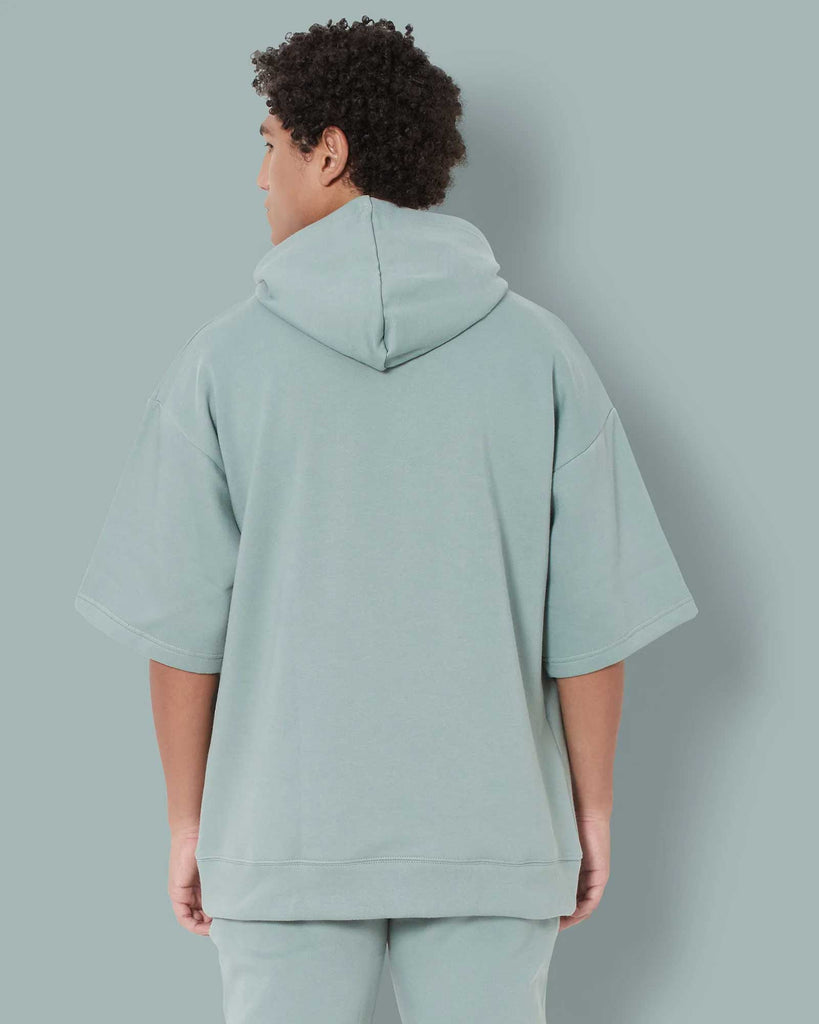 Melangebox Crop Sleeves Oversized Hoodie: Tiffany Green