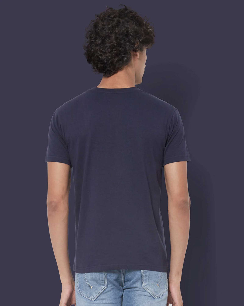 Melangebox Half Sleeves Henley: Navy Blue