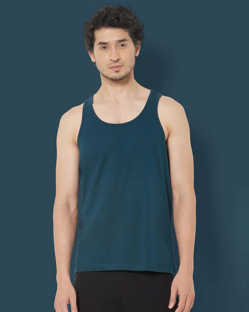 Melangebox Tank Top: Teal Blue