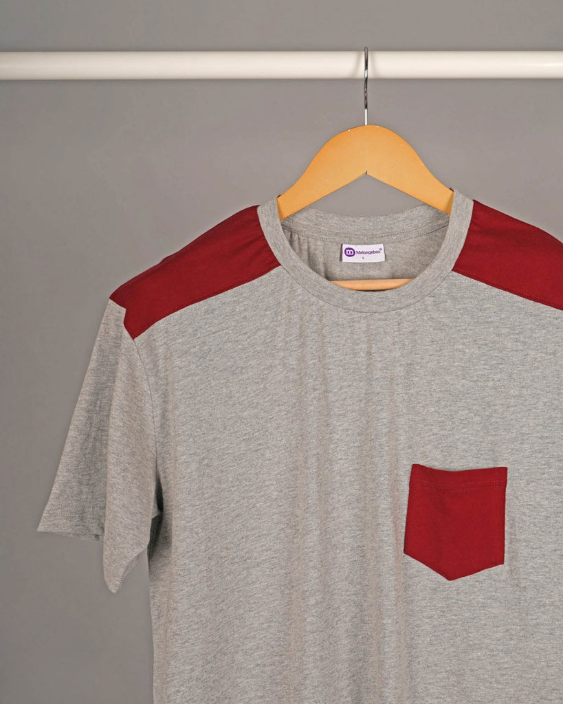 Melangebox Shoulder Panel: Grey & Maroon