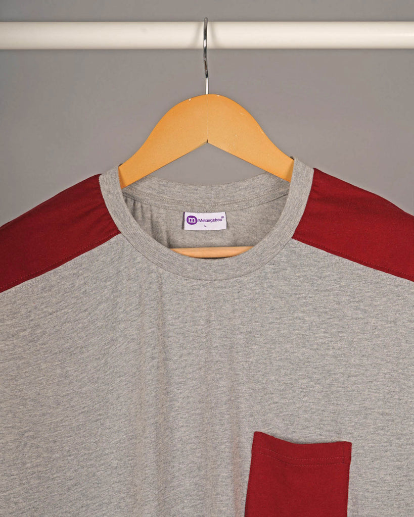 Melangebox Shoulder Panel: Grey & Maroon