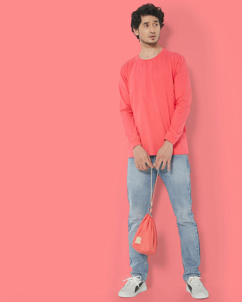 Melangebox Full Sleeves Crew Neck: Vermillion