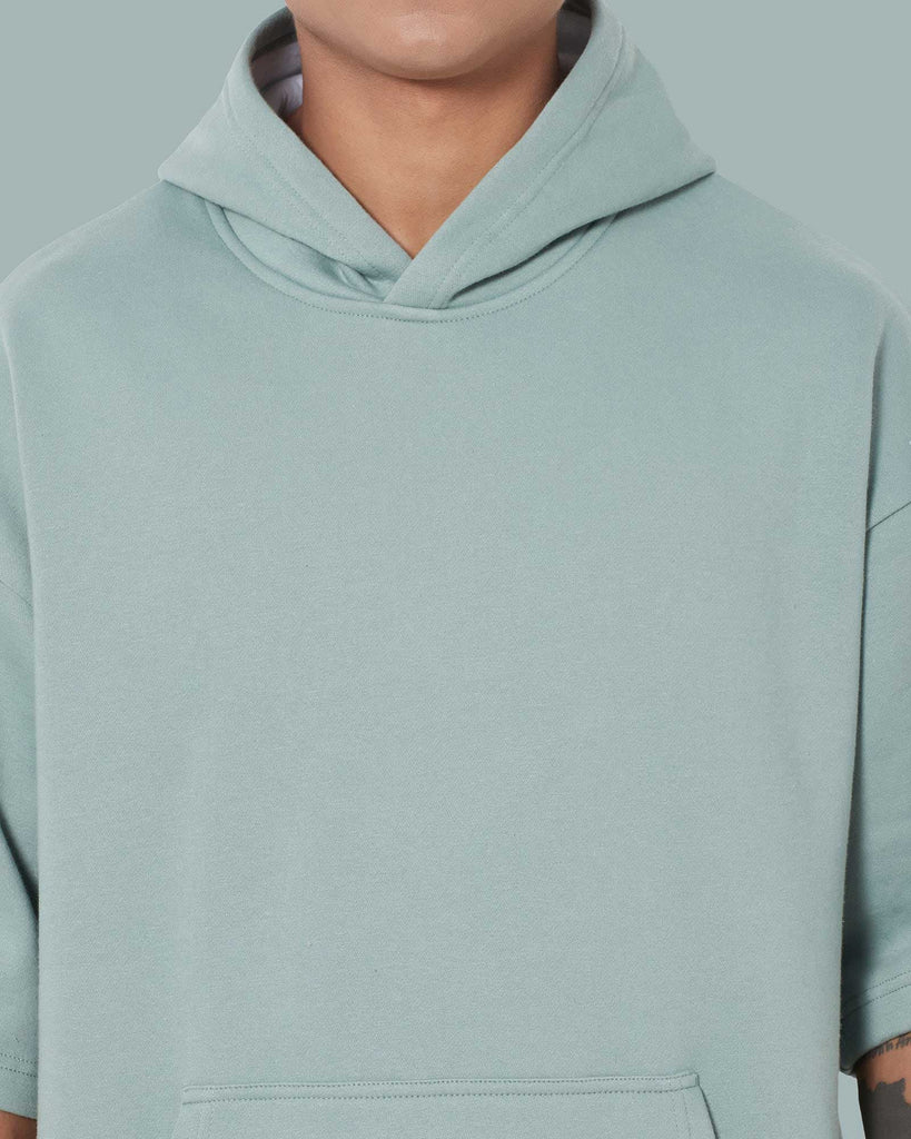 Melangebox Crop Sleeves Oversized Hoodie: Tiffany Green