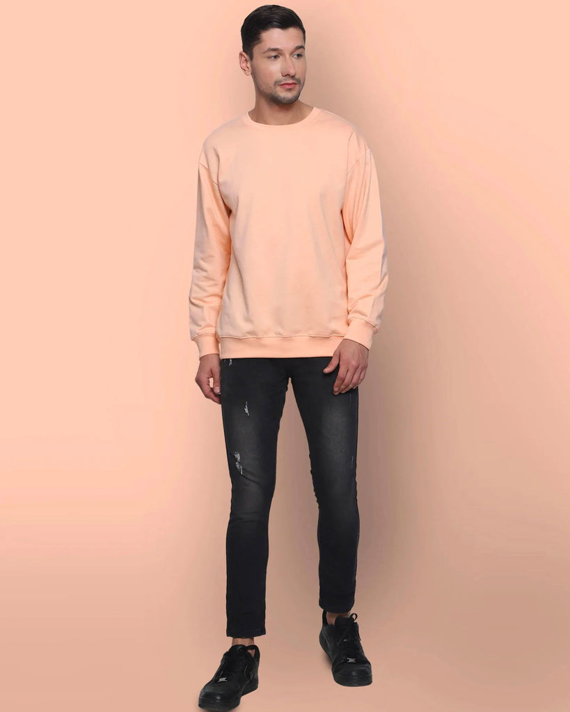 Melangebox Drop Shoulder Sweatshirt: Peach