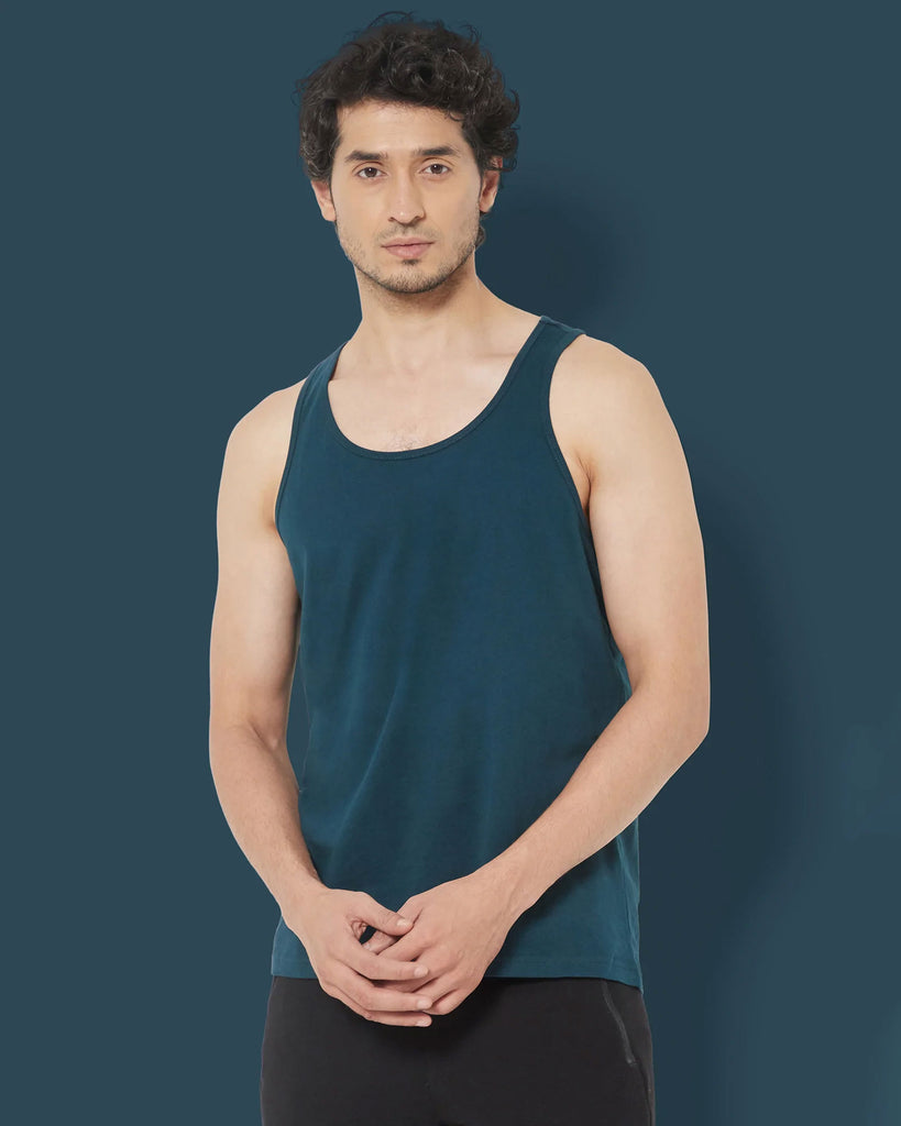 Melangebox Tank Top: Teal Blue