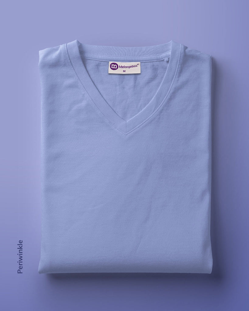 Melangebox V Neck Half Sleeves: Periwinkle