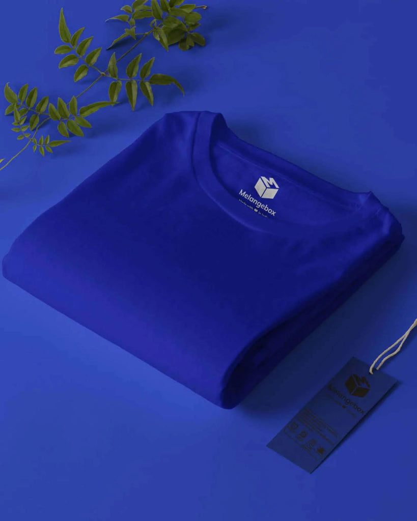 Melangebox Half Sleeves Crew Neck: Royal Blue