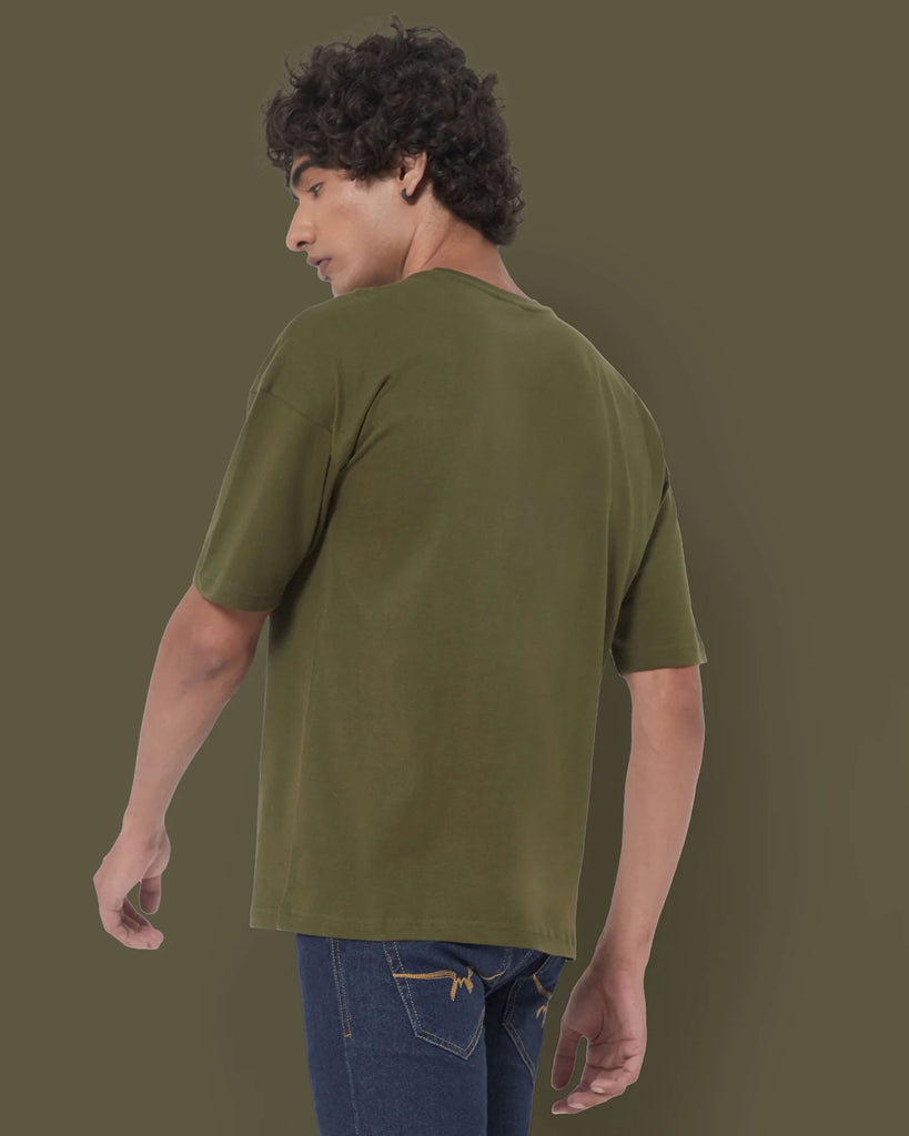 Melangebox Dropshoulder Crew Neck: Military Green