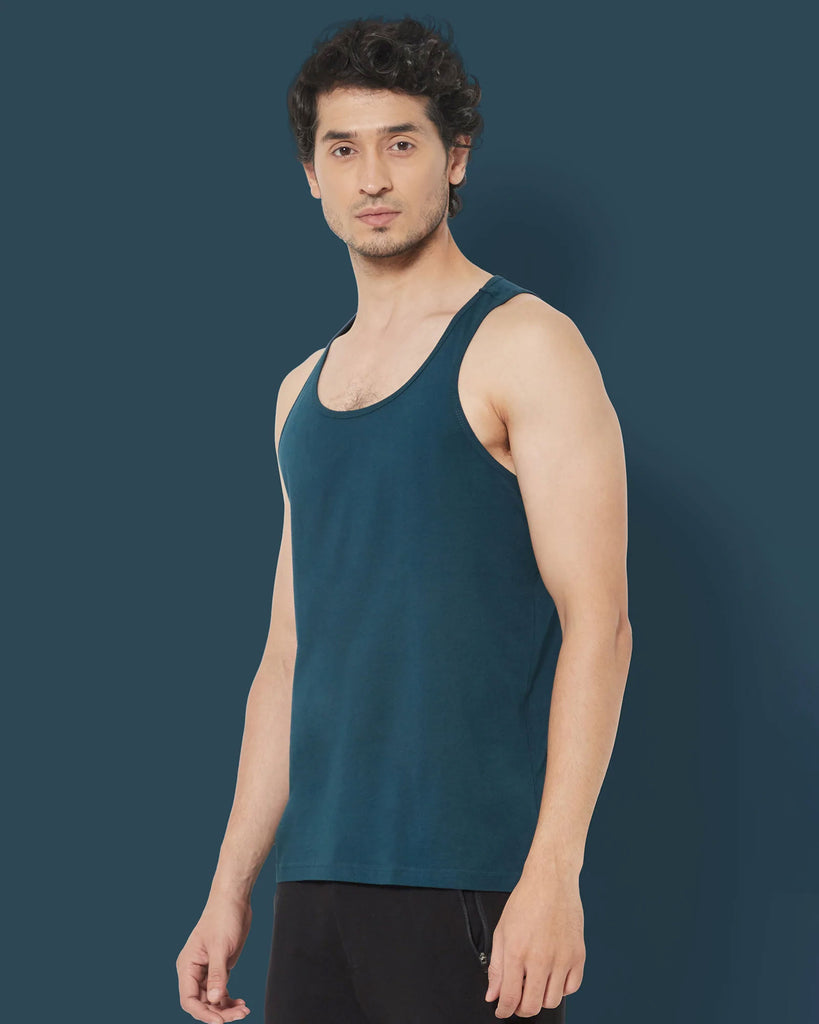 Melangebox Tank Top: Teal Blue