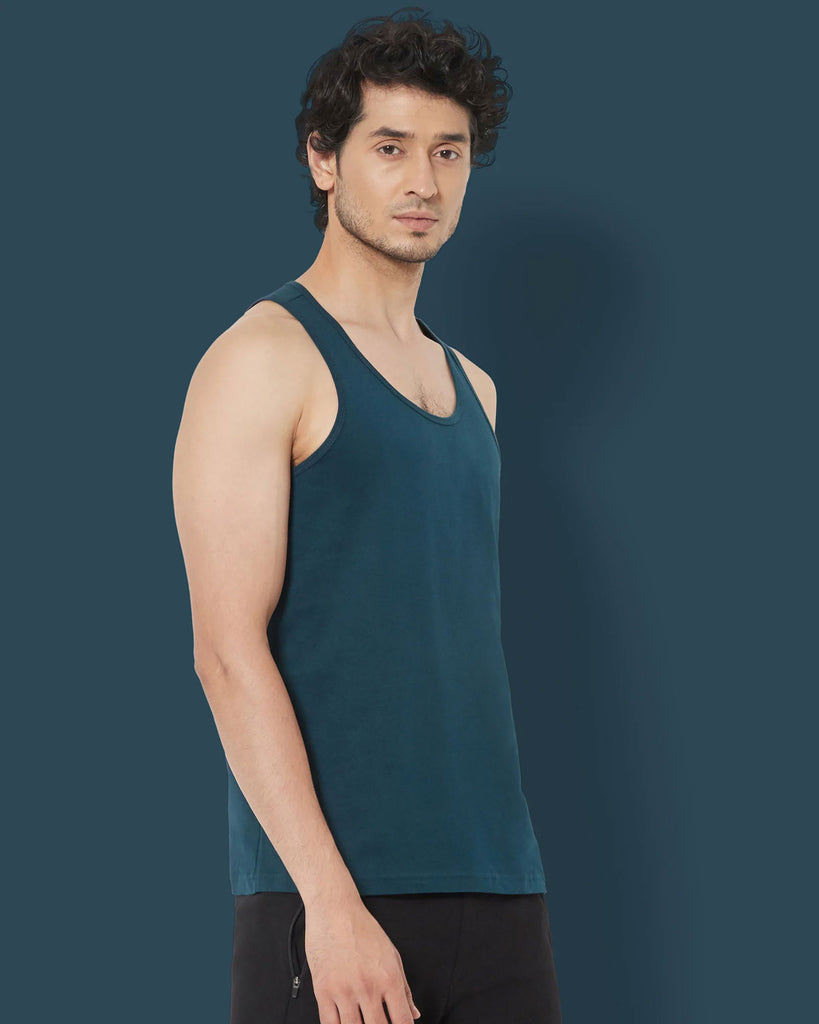 Melangebox Tank Top: Teal Blue