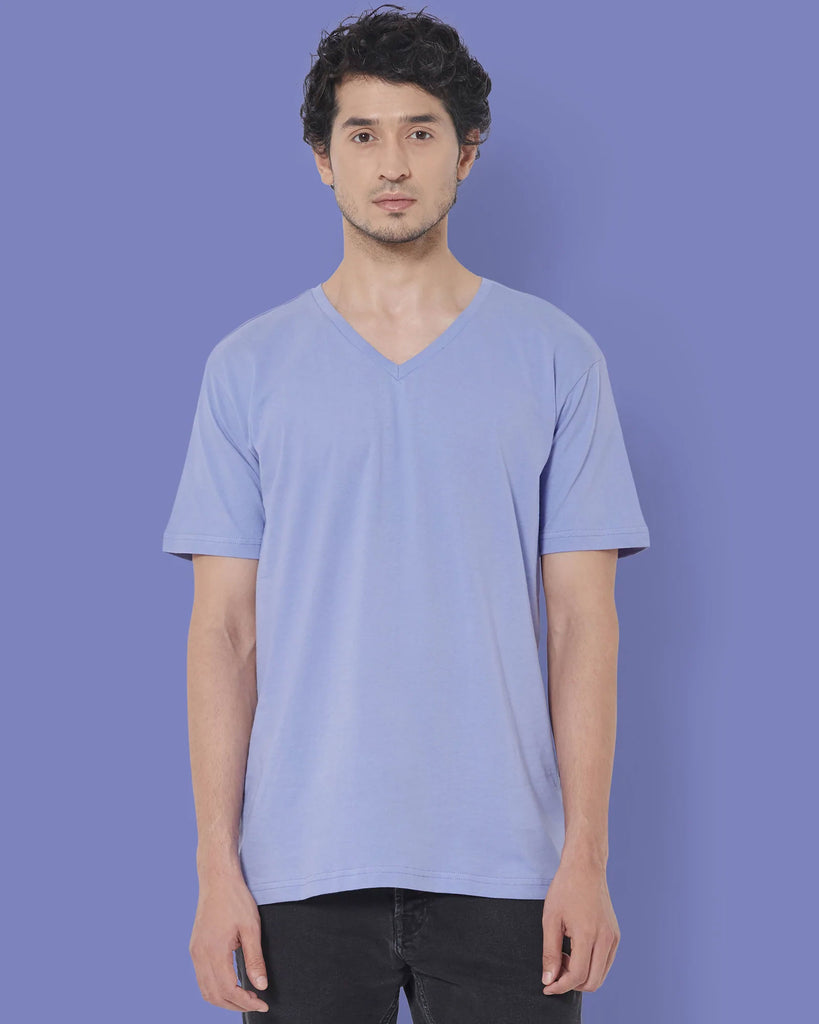 Melangebox V Neck Half Sleeves: Periwinkle