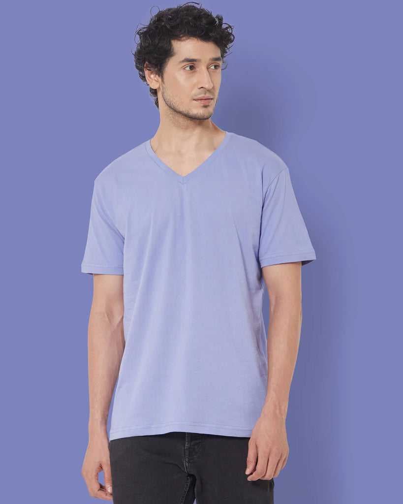 Melangebox V Neck Half Sleeves: Periwinkle