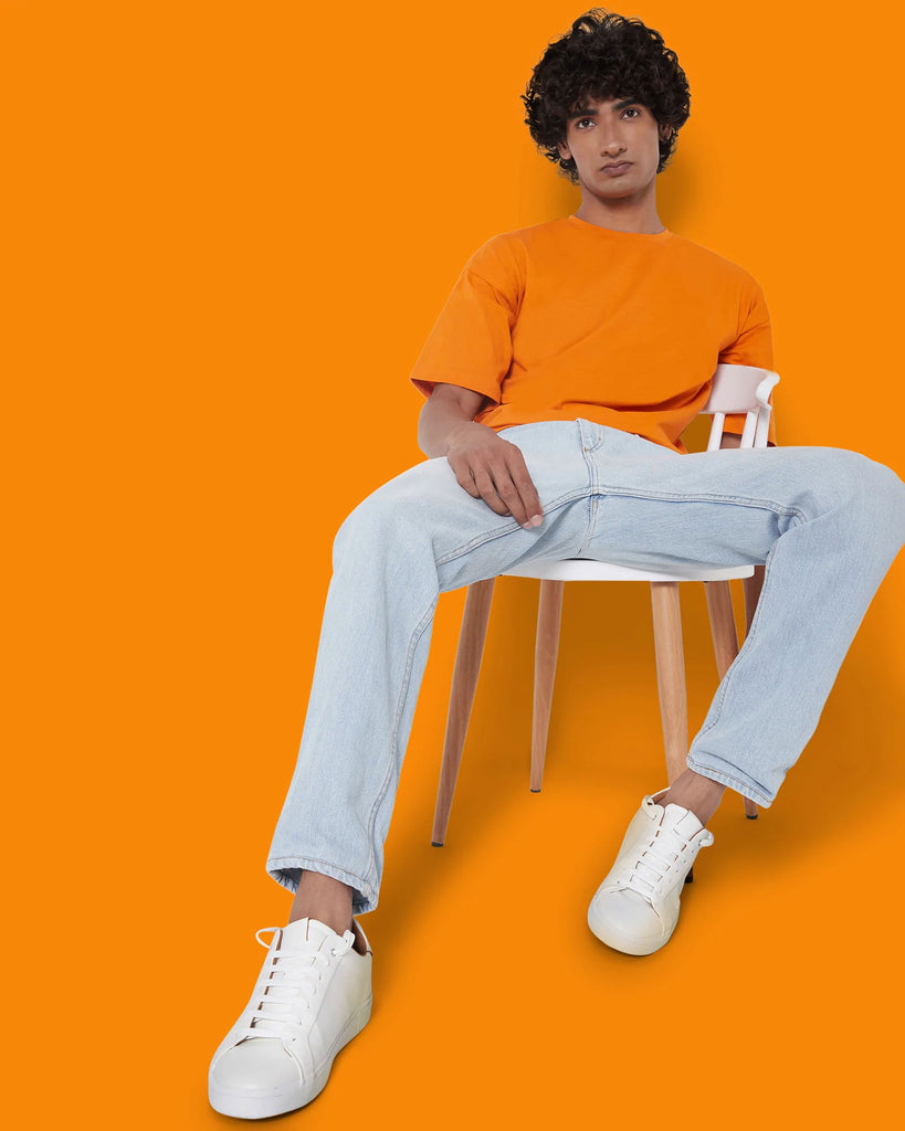 Melangebox Dropshoulder Crew Neck: Orange