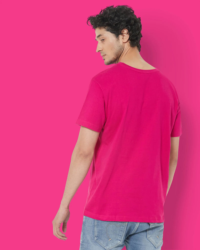 Melangebox Half Sleeves Crew Neck: Fuchsia