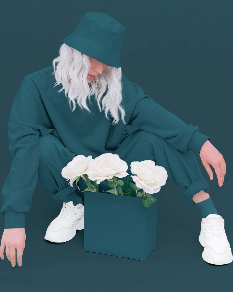 My Man's Drop Shoulder Sweatshirt: Deep Teal Blue