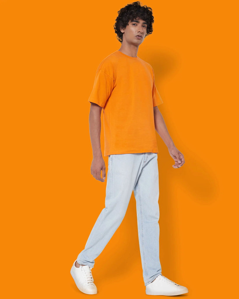 Melangebox Dropshoulder Crew Neck: Orange