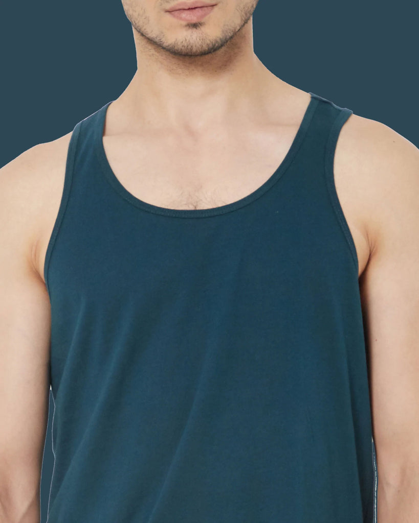 Melangebox Tank Top: Teal Blue